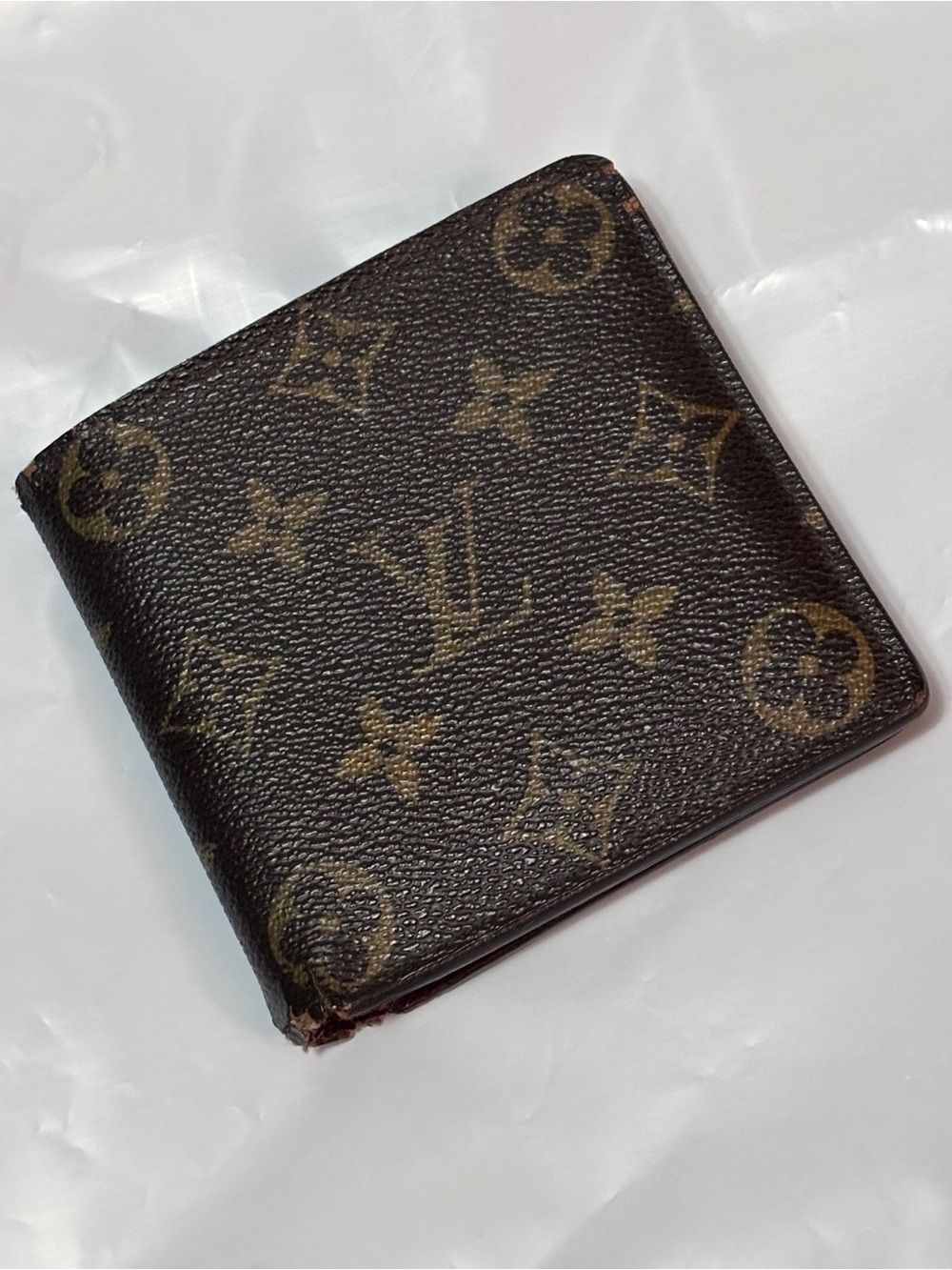 💜Auth Louis Vuitton Monogram Bifold Wallet CA4047 VTG Brown Canvas Coin Pocket💜